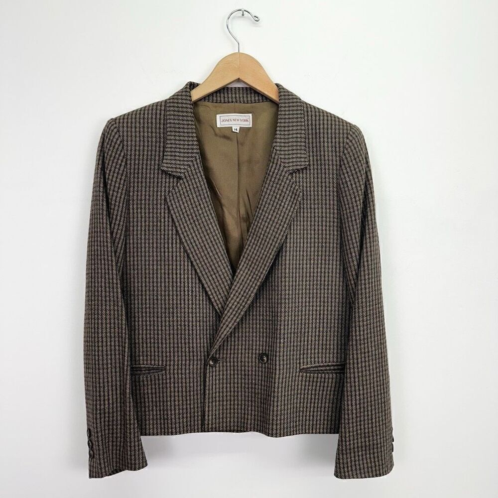 Jones New York Vintage Wool Women’s Cropped Cross Over Jacket Blazer